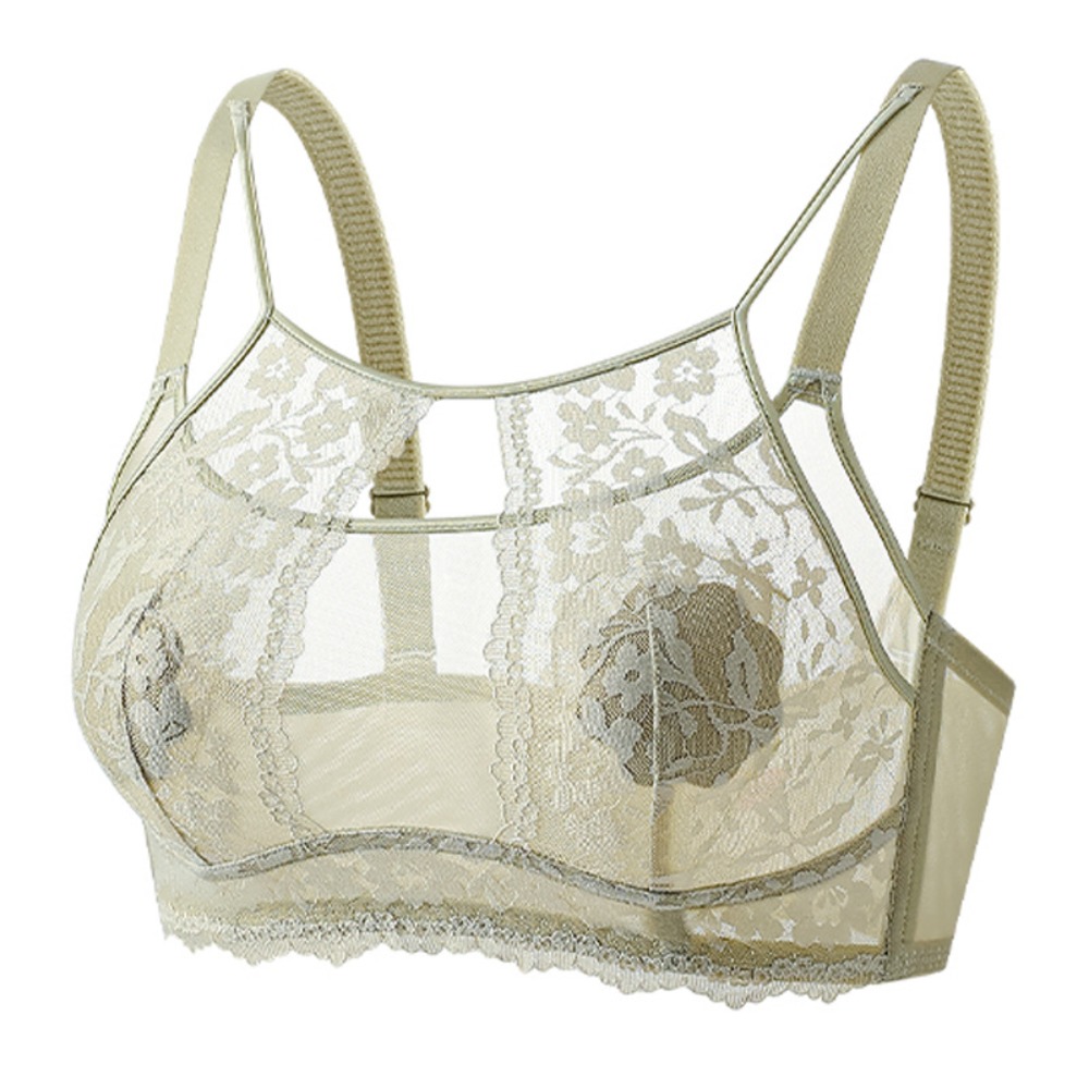 Sheer Mesh Bra - Soutien-gorge en maille fleur sans fil,